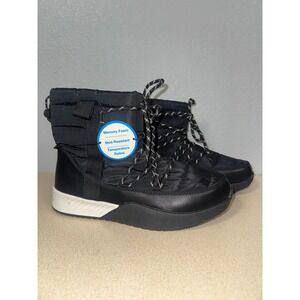 Time and Tru‎ Womens Quilted Winter Boots Black Memory Foam Size 10 NEW